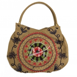 Mandala Embroidery Bag Tangle Patterns Suede Handbag